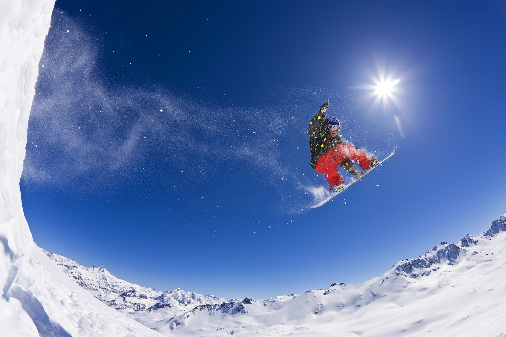 Leerling in actie op de piste tijdens de sneeuwklassen. 